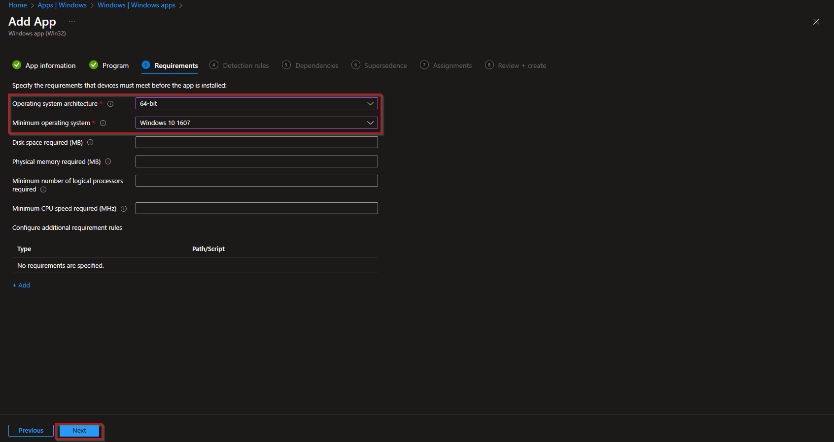 Assigning the Win32 app to groups